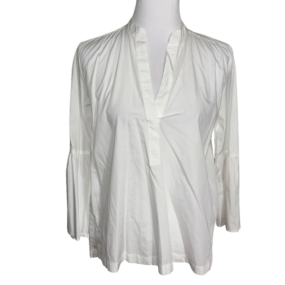 LOFT White Cotton V-Neck Blouse Women's